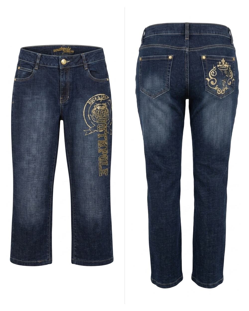 Southpole Straight Leg Embroidered Graphic Print Jeans Women Size 13
